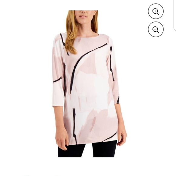 NWT size pp (2 to 4) Alfani petite pink print 3/4 sleeve pull over top - Picture 1 of 9